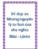 Đề đáp án Những nguyên lý cơ bản của chủ nghĩa mac lenin