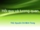 Bài giảng Hồi quy và tương quan - ThS. Nguyễn Chí Minh Trung